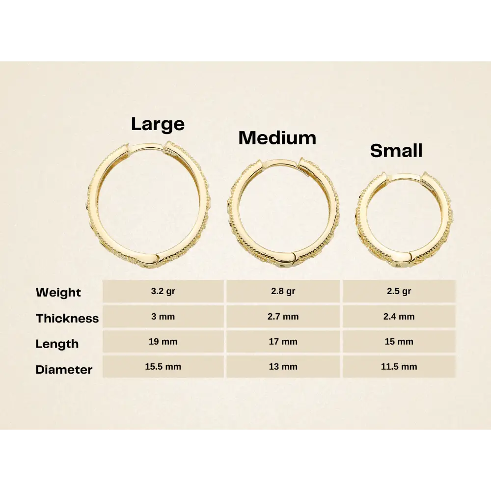 Braided Earrings Huggie Hoop Earrings 14K Solid Gold Ribbed Hoop Earring Three Type of 11.5 mm 13 mm and 15.5 mm