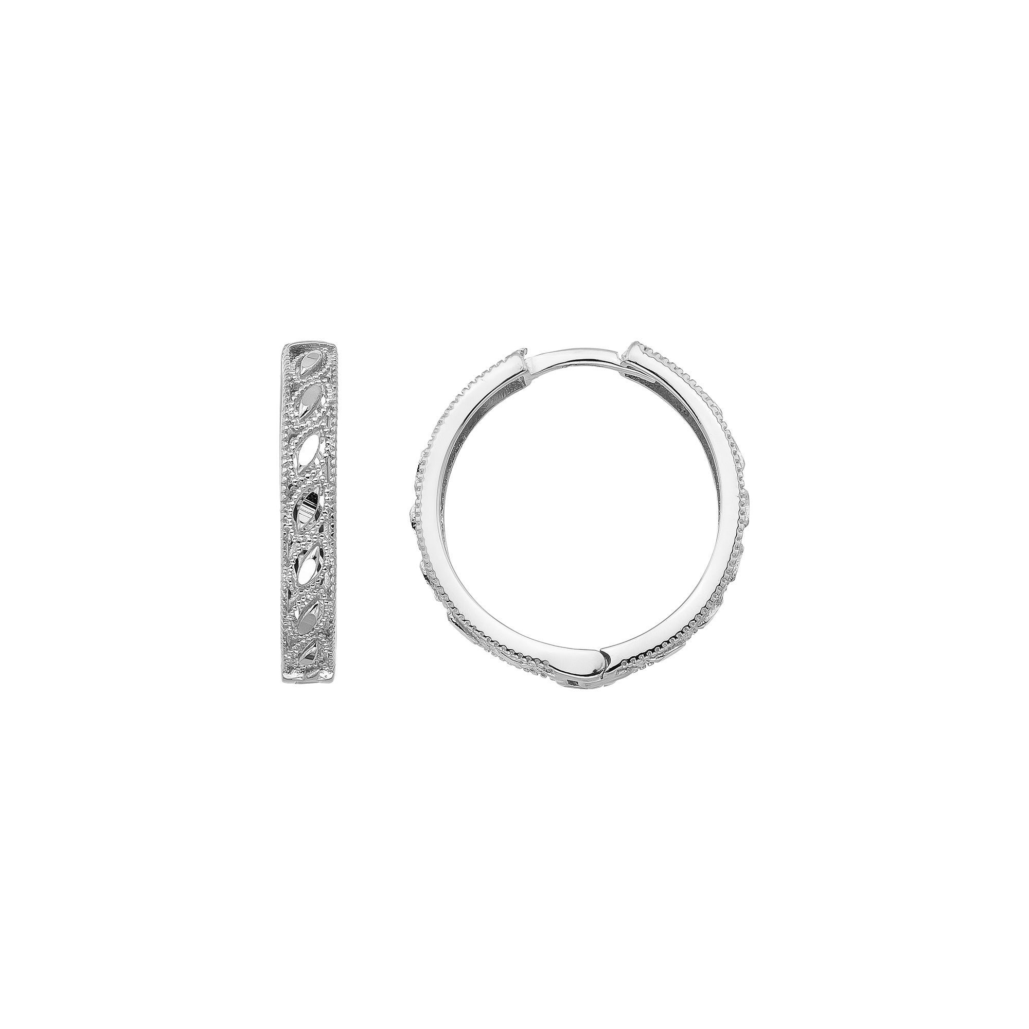 Braided Earrings Huggie Hoop Earrings 14K Solid Gold Ribbed Hoop Earring Three Type of 11.5 mm 13 mm and 15.5 mm