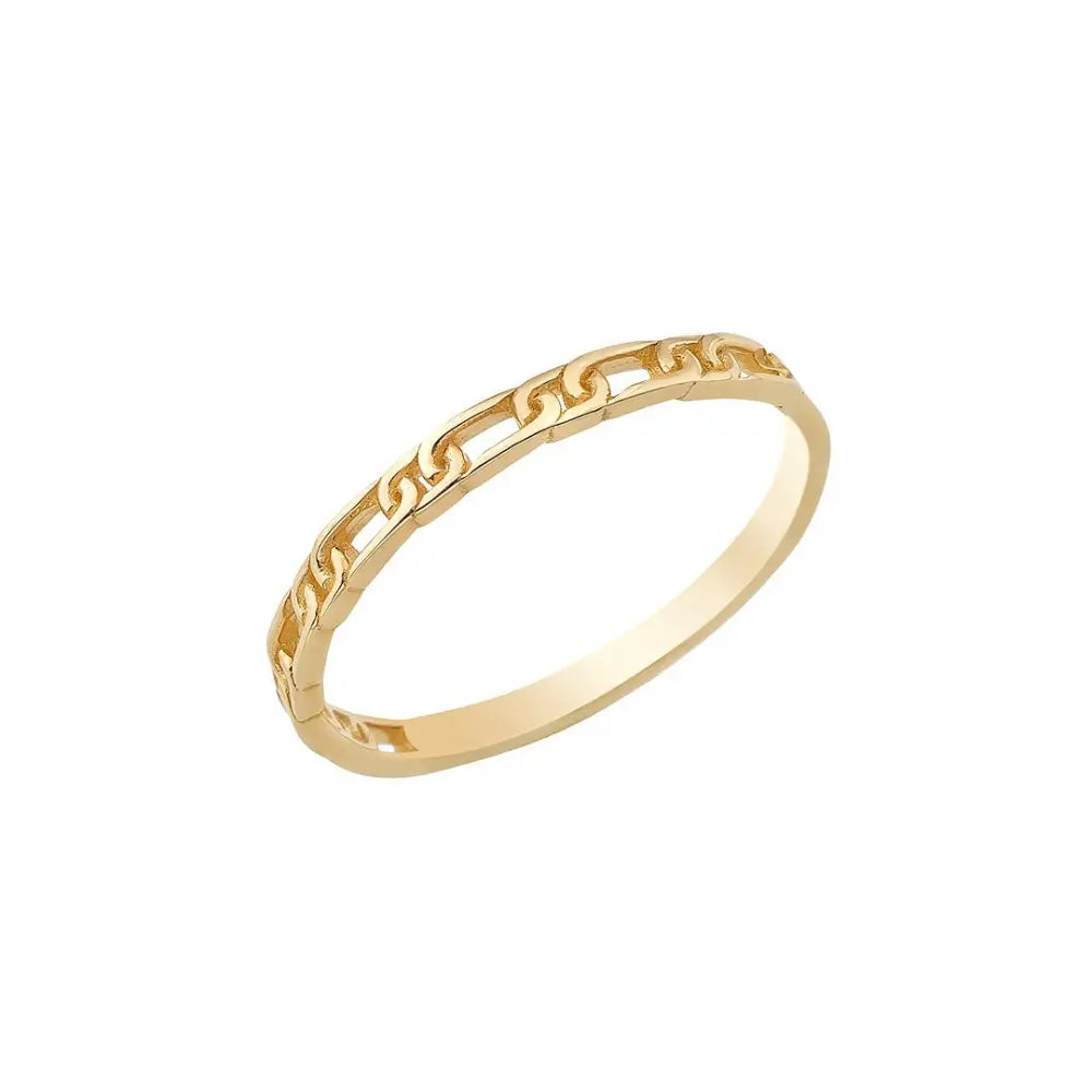 Dainty 14K Gold Chain Ring Elegant Linked Band Design Minimal Stacking Jewelry Gift