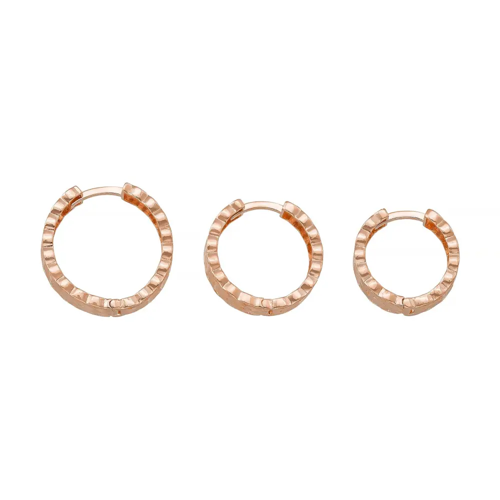 Diamond-Cut Huggie Hoop Earrings 14K Solid Gold | 11.5 mm 13.5 mm 15.7 mm Wide Huggy Hoops for Women - Hoop Earrings