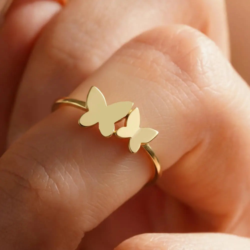Handcrafted 14K Gold Butterfly Ring Elegant Gold Jewelry for Her