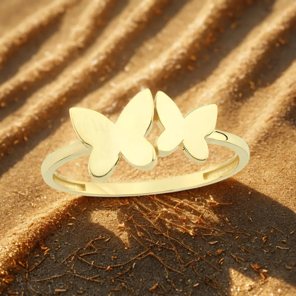Handcrafted 14K Gold Butterfly Ring Elegant Gold Jewelry for Her