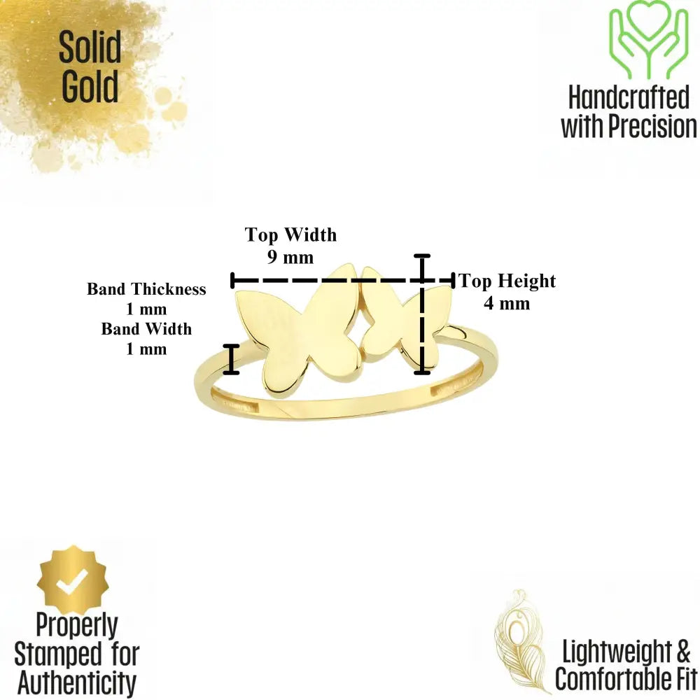 Handcrafted 14K Gold Butterfly Ring Elegant Gold Jewelry for Her