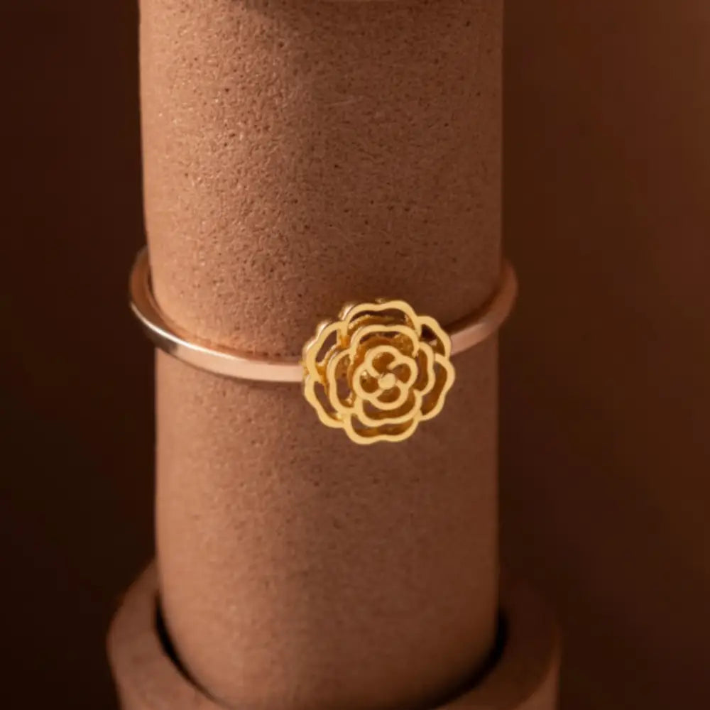 Handcrafted 14K Gold Floral Ring Delicate Rose Band Elegant Jewelry Gift