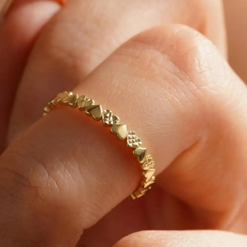 Handcrafted 14K Gold Heart Band Dainty Gold Jewelry Gift for Women by GoA