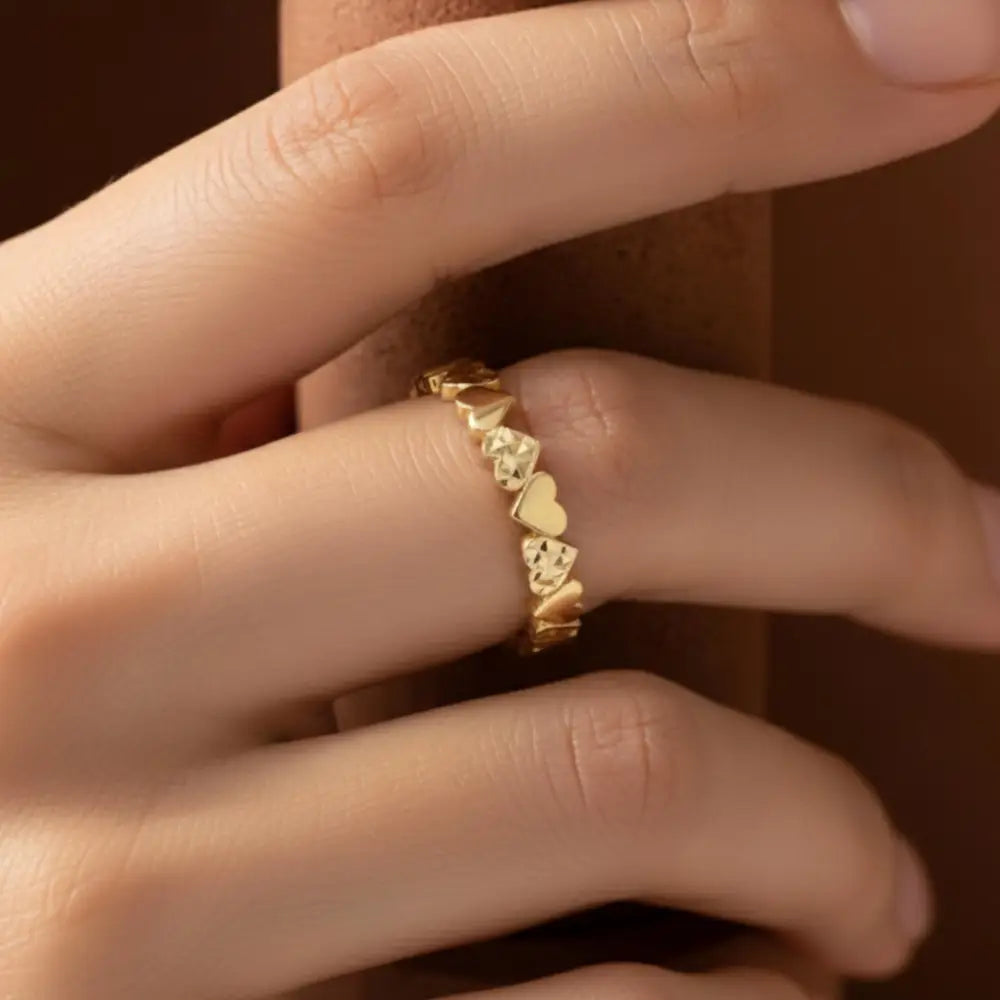 Handcrafted 14K Gold Heart Band Dainty Gold Jewelry Gift for Women by GoA
