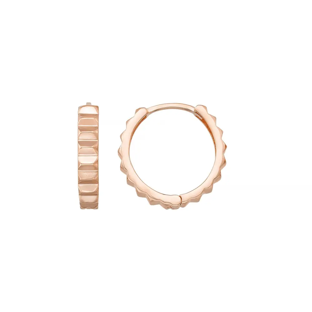 Handcrafted 14K Gold Pyramid Huggie Hoops Geometric Jewelry for Women - Single Small / 14K Rose Gold - Hoop Earrings