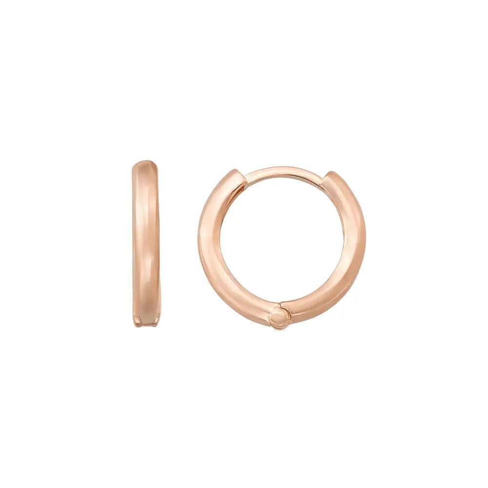 Handcrafted 14K Solid Gold Hoops Elegant Sleek Gold Earrings Jewelry for Women - Single Earring / 14K Rose Gold - Hoop