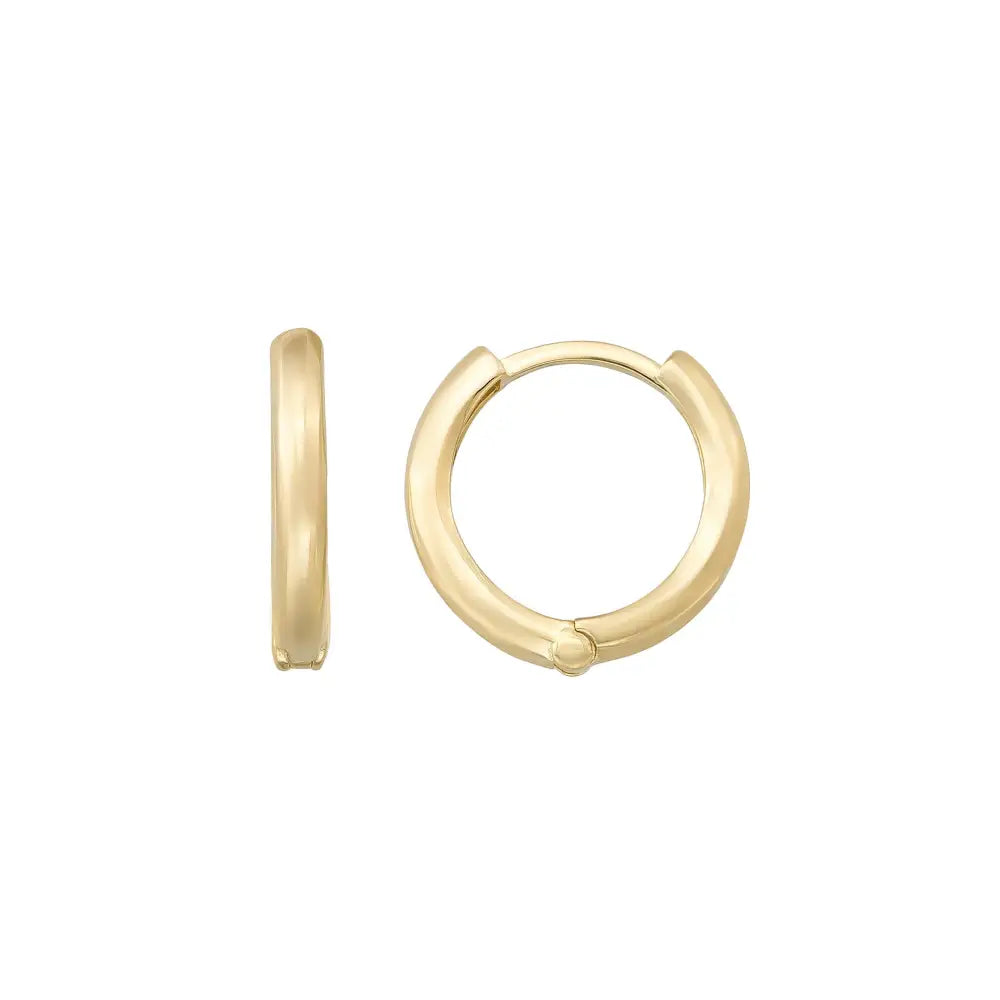 Handcrafted 14K Solid Gold Hoops Elegant Sleek Gold Earrings Jewelry for Women - Single Earring / 14K Yellow Gold