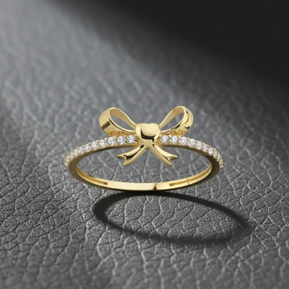Handcrafted 14K Solid Gold Ribbon Coquette Ring Real Gold Bow Design Delicate Minimalist