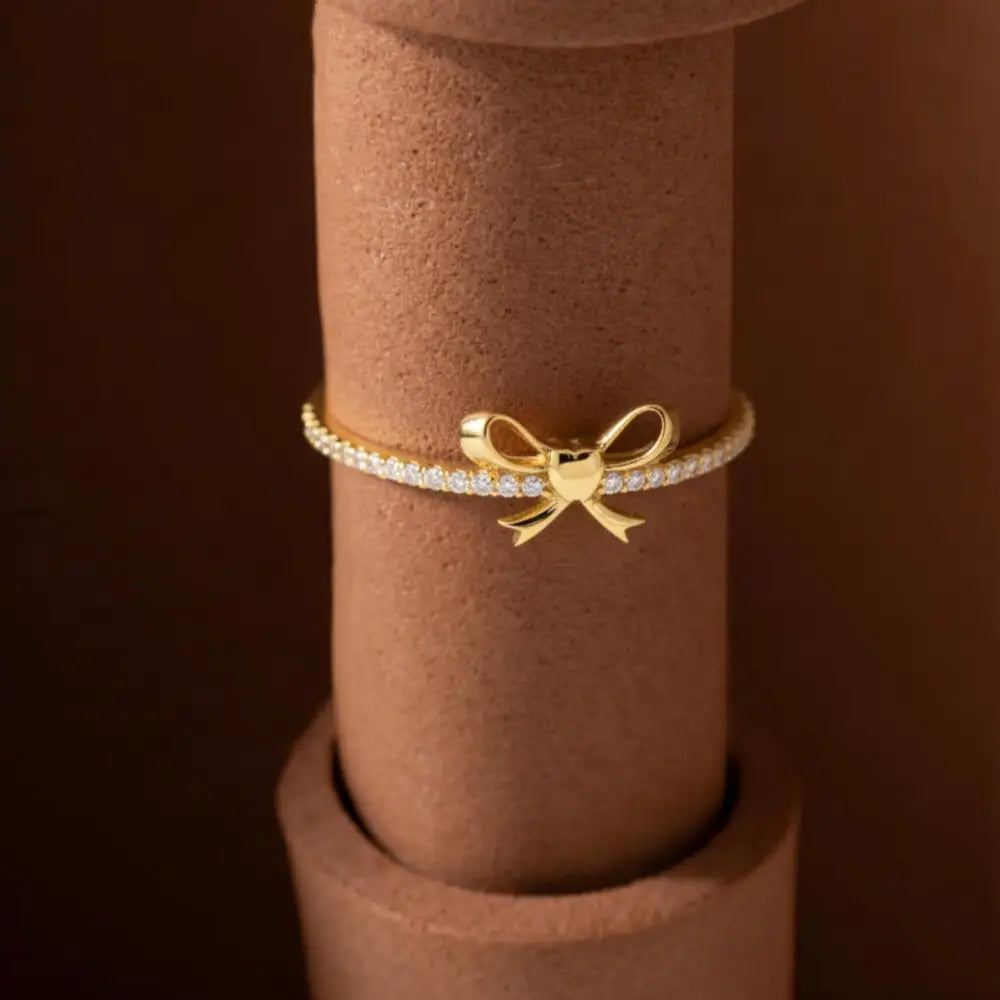 Handcrafted 14K Solid Gold Ribbon Coquette Ring Real Gold Bow Design Delicate Minimalist