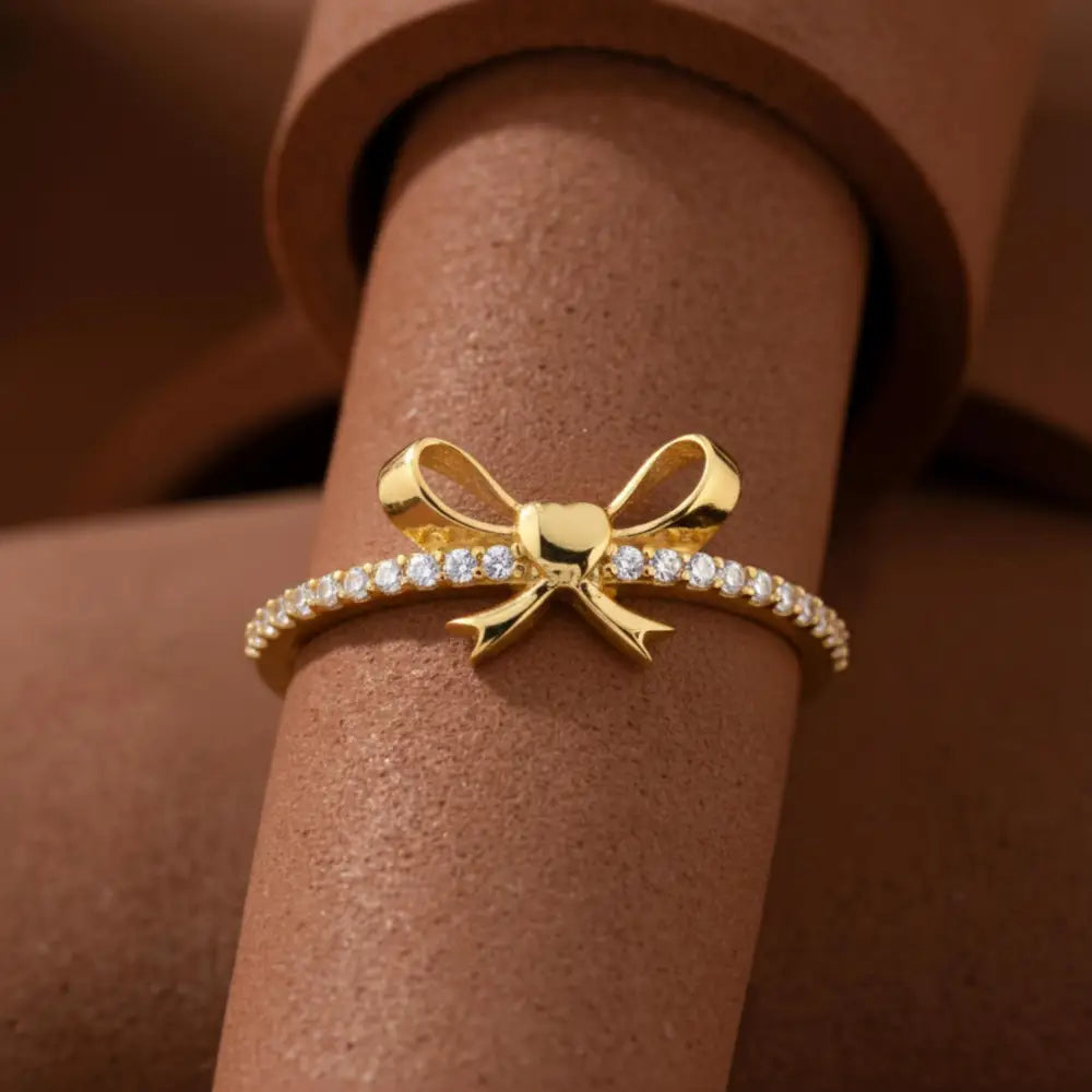 Handcrafted 14K Solid Gold Ribbon Coquette Ring Real Gold Bow Design Delicate Minimalist