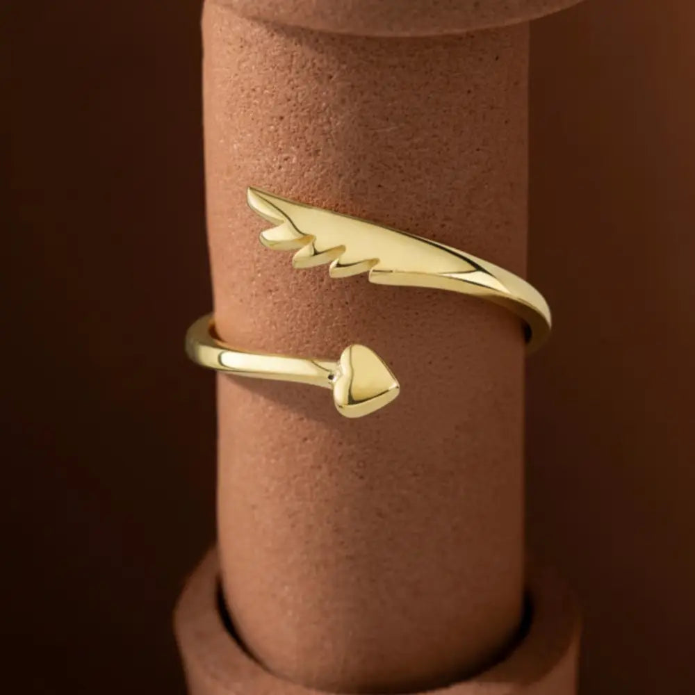 Handmade 14K Gold Wing Heart Ring Dainty Custom Jewelry for Her