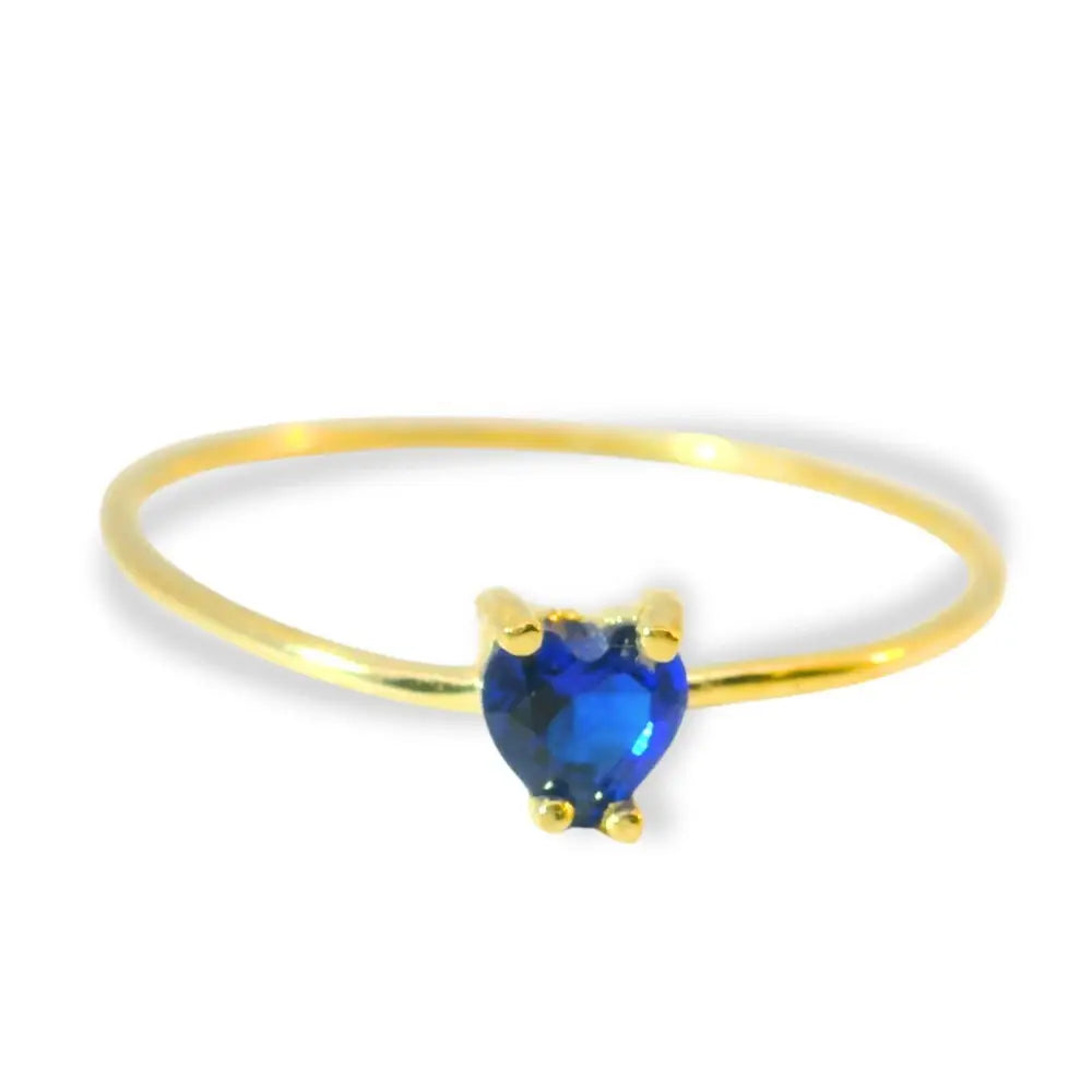 Heart Cut Blue Sapphire Ring – 14K Solid Gold September Birthstone Gift