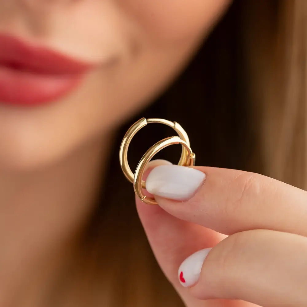 Minimalist 14K Gold Smooth Hoop Earrings Handcrafted Polished Round Hoops for Woman - Hoop Earrings