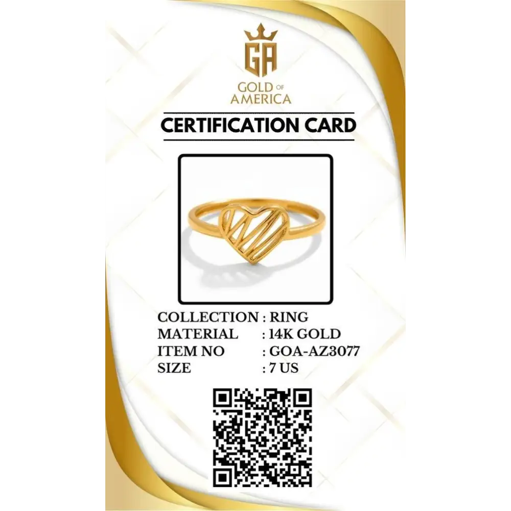 Personalized 14k Solid Gold Heart Ring Minimalist Band Custom Jewelry Gift