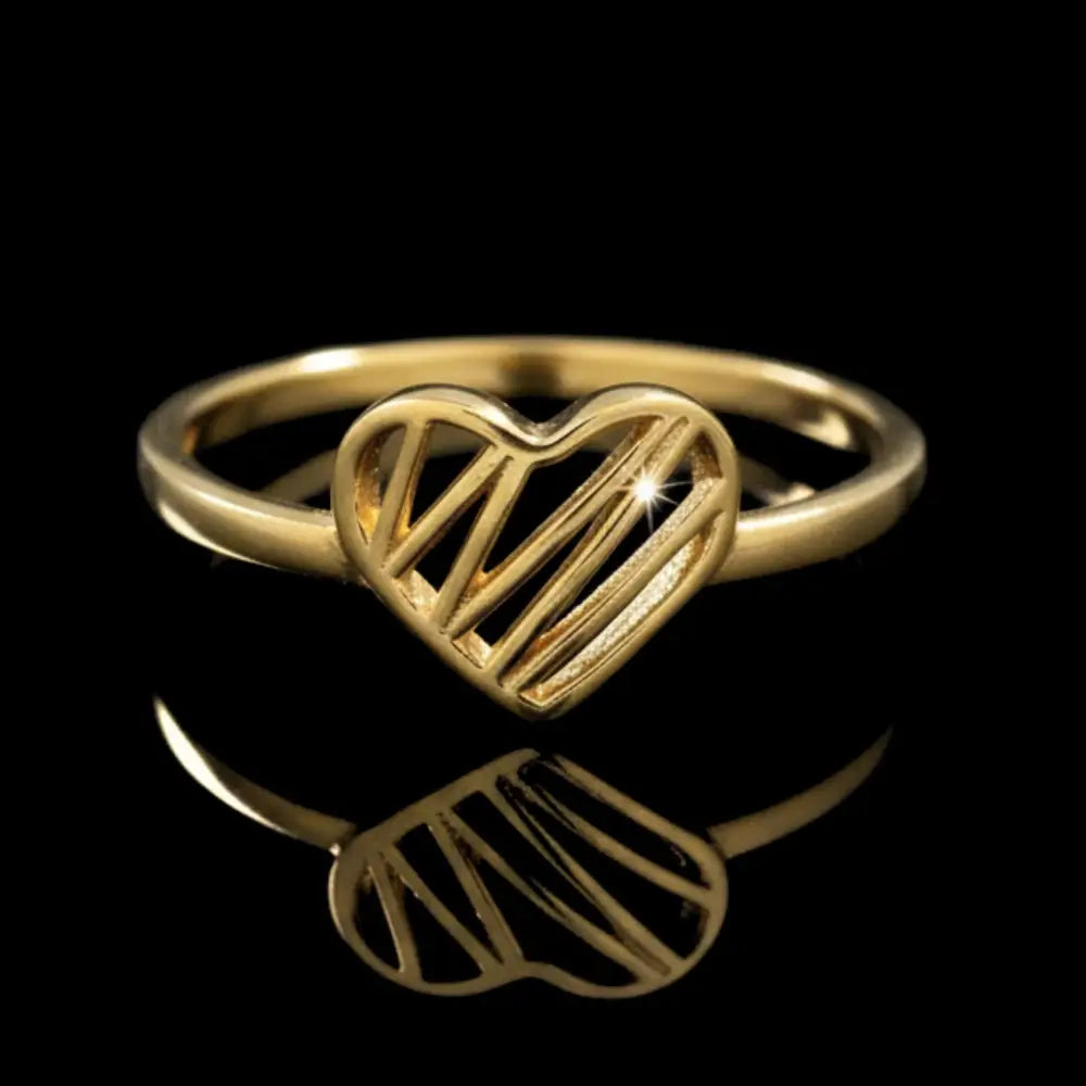Personalized 14k Solid Gold Heart Ring Minimalist Band Custom Jewelry Gift