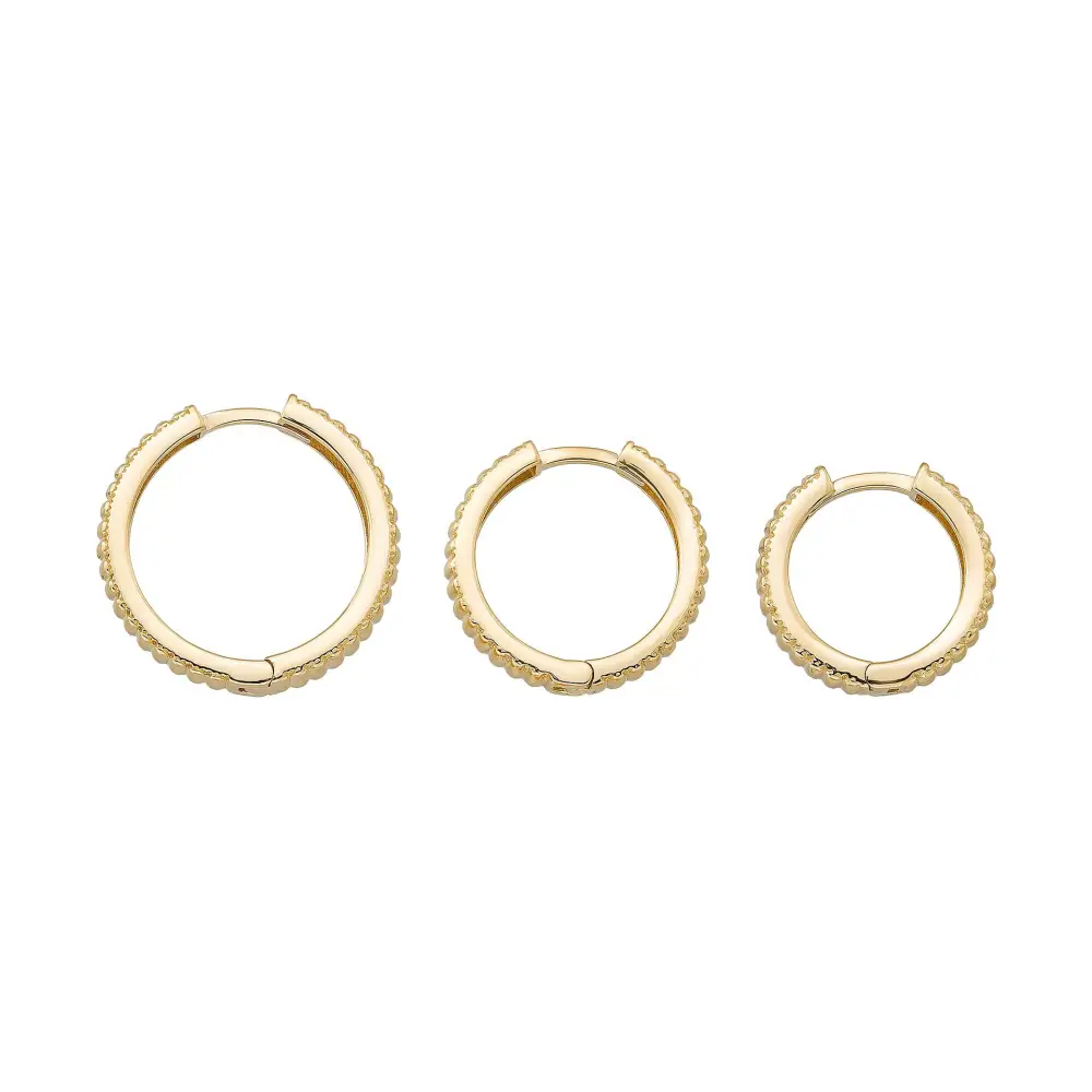 Ribbed Earrings 14K Solid Gold | Stripe Hoop Huggies Striped Stackable Hoops for Everyday Wear - Hoop Earrings