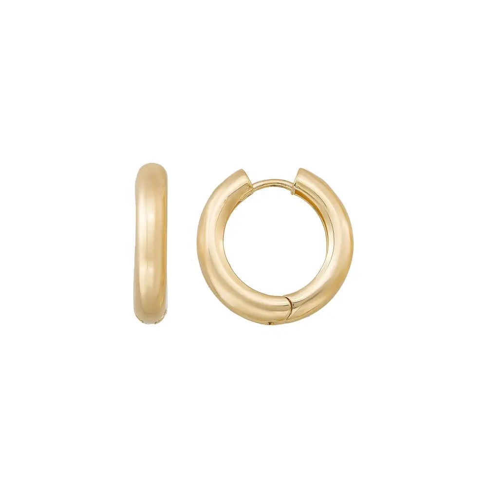 Round Hoop Huggies Earrings 14K Solid Gold | Minimalist Simple Huggy Hoops for Everyday Wear in 10 mm 11 mm 13 mm 15 mm