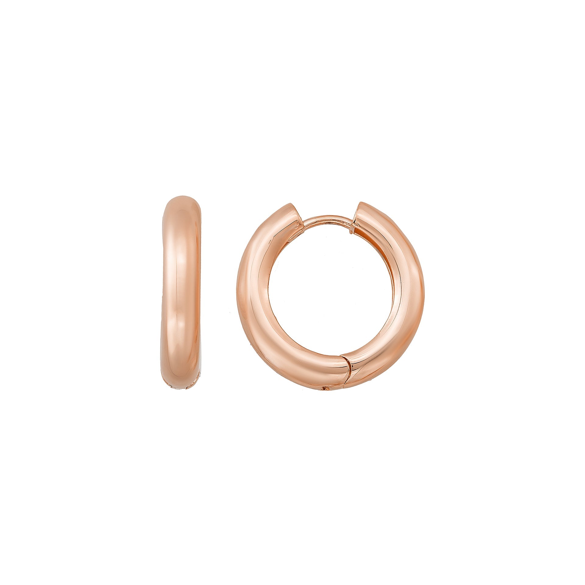 Round Hoop Huggies Earrings 14K Solid Gold | Minimalist Simple Huggy Hoops for Everyday Wear in 10 mm 11 mm 13 mm 15 mm