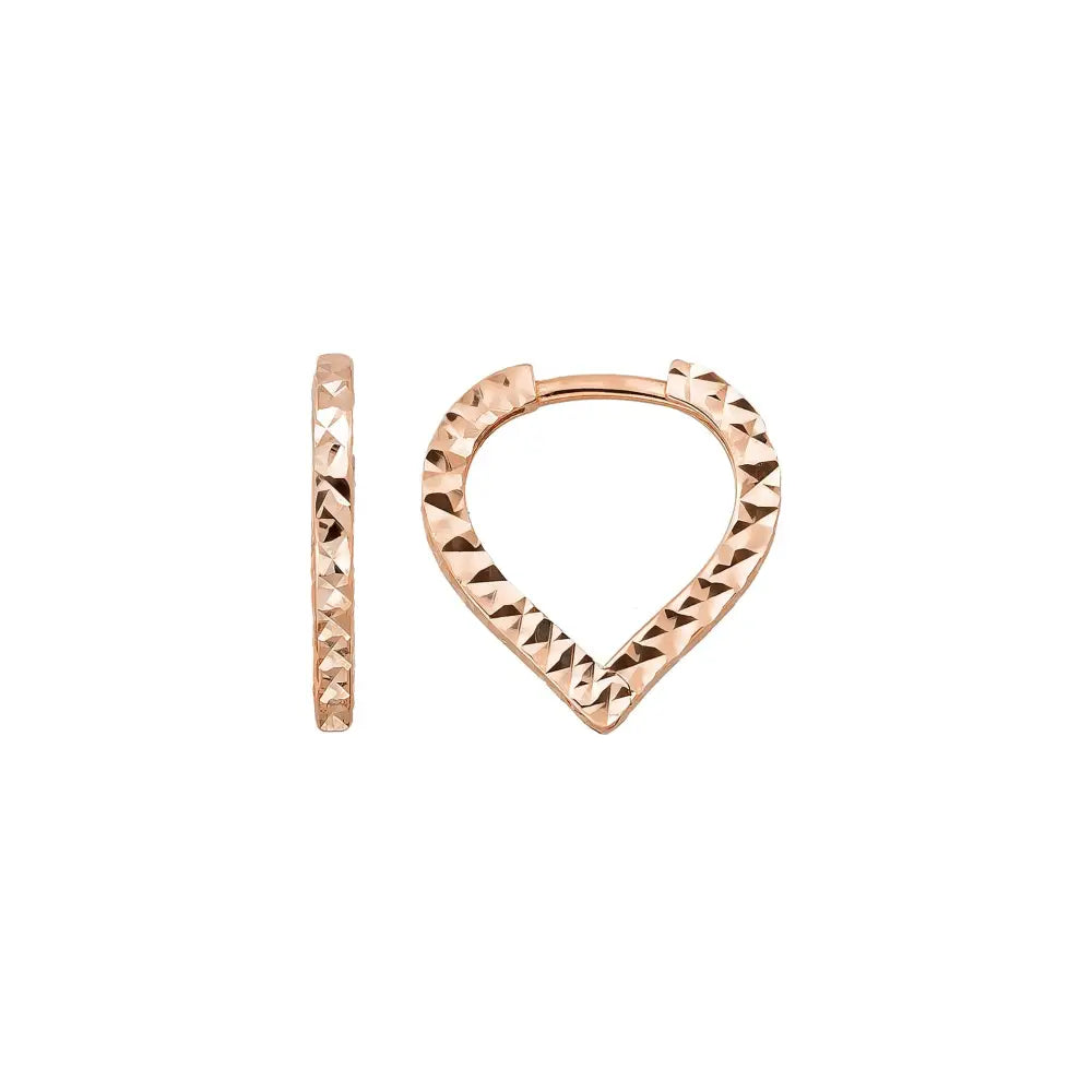 Triangle Diamond Cut Huggie Hoop Earrings 14K Solid Gold | Pear Shape Geometric Diamond-Cut Huggies for Women - Single