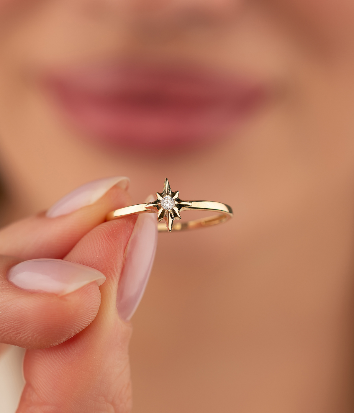 14K Compass Shaped Gold Ring - Rings