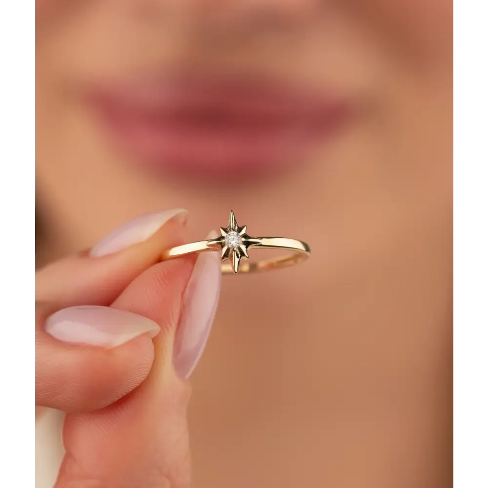 14K Compass Shaped Gold Ring - Rings