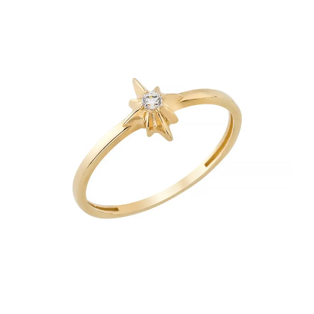 14K Compass Shaped Gold Ring - Rings