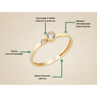 14K Dainty Double Stone Ring Gold Bezel Set Asymmetric Design Minimal Everyday Jewelry