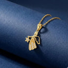 14K Gold Angel Necklace CZ Stone Star Pendant Dainty Charm Necklace Jewelry for Women