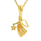 14K Gold Angel Necklace CZ Stone Star Pendant Dainty Charm Necklace Jewelry for Women