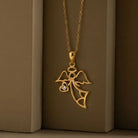 14K Gold Angel Necklace Minimal Pendant with CZ Stone Heart Dainty Jewelry for Women - Pendants