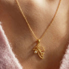 14K Gold Angel Necklace Minimal Pendant with CZ Stone Heart Dainty Jewelry for Women - Pendants