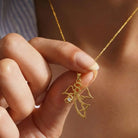 14K Gold Angel Necklace Minimal Pendant with CZ Stone Heart Dainty Jewelry for Women - Pendants