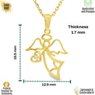 14K Gold Angel Necklace Minimal Pendant with CZ Stone Heart Dainty Jewelry for Women - Pendants