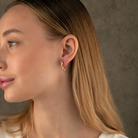 14K Gold Bamboo Hoop Earrings – 18mm Huggie Push Lock Hoops - Hoop Earrings