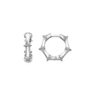 14K Gold Bamboo Hoop Earrings – 18mm Huggie Push Lock Hoops - Single (1 Earring) / White Gold - Hoop Earrings