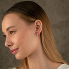 14K Gold Bamboo Hoop Earrings – Ribbed Huggie Push Lock Hoops - Earrings