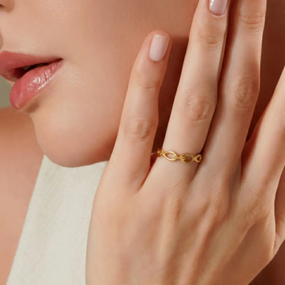 14K Gold Braided Band Handcrafted Delicate Ring for Women Elegant Jewelry Gift