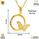 14K Gold Butterfly Necklace Circle Pendant Charm Dainty Nature Jewelry Gift - Pendants