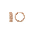 14K Gold Croissant Dome Hoop Earrings – Polished Twisted Huggies - Single (1 Earring) / 14K Rose Gold - Earrings