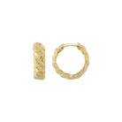 14K Gold Croissant Dome Hoop Earrings – Polished Twisted Huggies - Single (1 Earring) / 14K Yellow Gold - Earrings