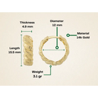 14K Gold Croissant Dome Hoop Earrings – Polished Twisted Huggies - Earrings