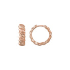14K Gold Croissant Dome Hoop Earrings – Ribbed Chunky & Twisted Studs - Single (1 Earring) / 14K Rose Gold - Hoop