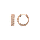 14K Gold Croissant Dome Hoop Earrings – Textured Twisted & Ribbed Huggies - Single (1 Earring) / 14K Rose Gold - Hoop