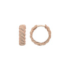 14K Gold Croissant Dome Hoop Earrings – Textured Twisted & Ribbed Huggies - Single (1 Earring) / 14K Rose Gold - Hoop