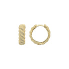 14K Gold Croissant Dome Hoop Earrings – Textured Twisted & Ribbed Huggies - Pair (2 Earrings) / 14K Yellow Gold - Hoop