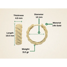 14K Gold Croissant Dome Hoop Earrings – Textured Twisted & Ribbed Huggies - Hoop Earrings