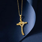14K Gold Cross Necklace With Diamond Accent Elegant Handmade Religious Jewelry For Women - Jewelry