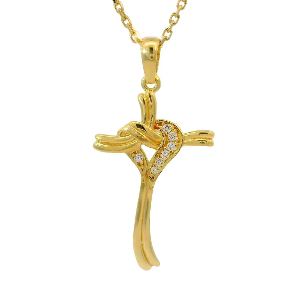 14K Gold Cross Necklace With Diamond Accent Elegant Handmade Religious Jewelry For Women - Jewelry